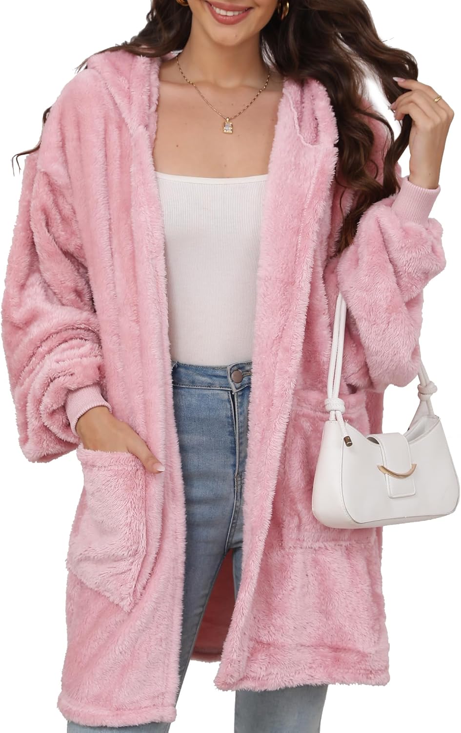 Argstar Hooded Cardigan for Women and Men, Oversized Sweatshirt Fuzzy Fleece Blanket Hoodie Jacket - One Size Fits All