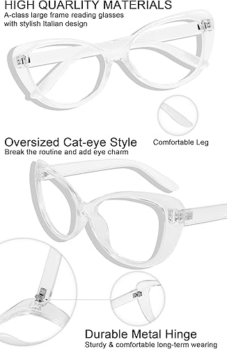 Miniatura 3 de MARE AZZURO gafas de lectura de gran tamaño mujeres elegante gato lector de ojos 0 1.0 1.5 2.0 2.5 3.0 3.5