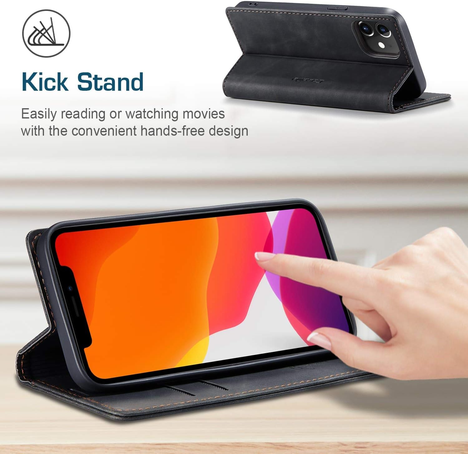 SINIANL Leather Case Compatible with iPhone 12 Case Wallet, Compatible with iPhone 12 Pro Wallet Case Book Folding Flip Case with Credit Card Holder Magnetic Closure for iPhone 12/12 Pro 6.1 inch
