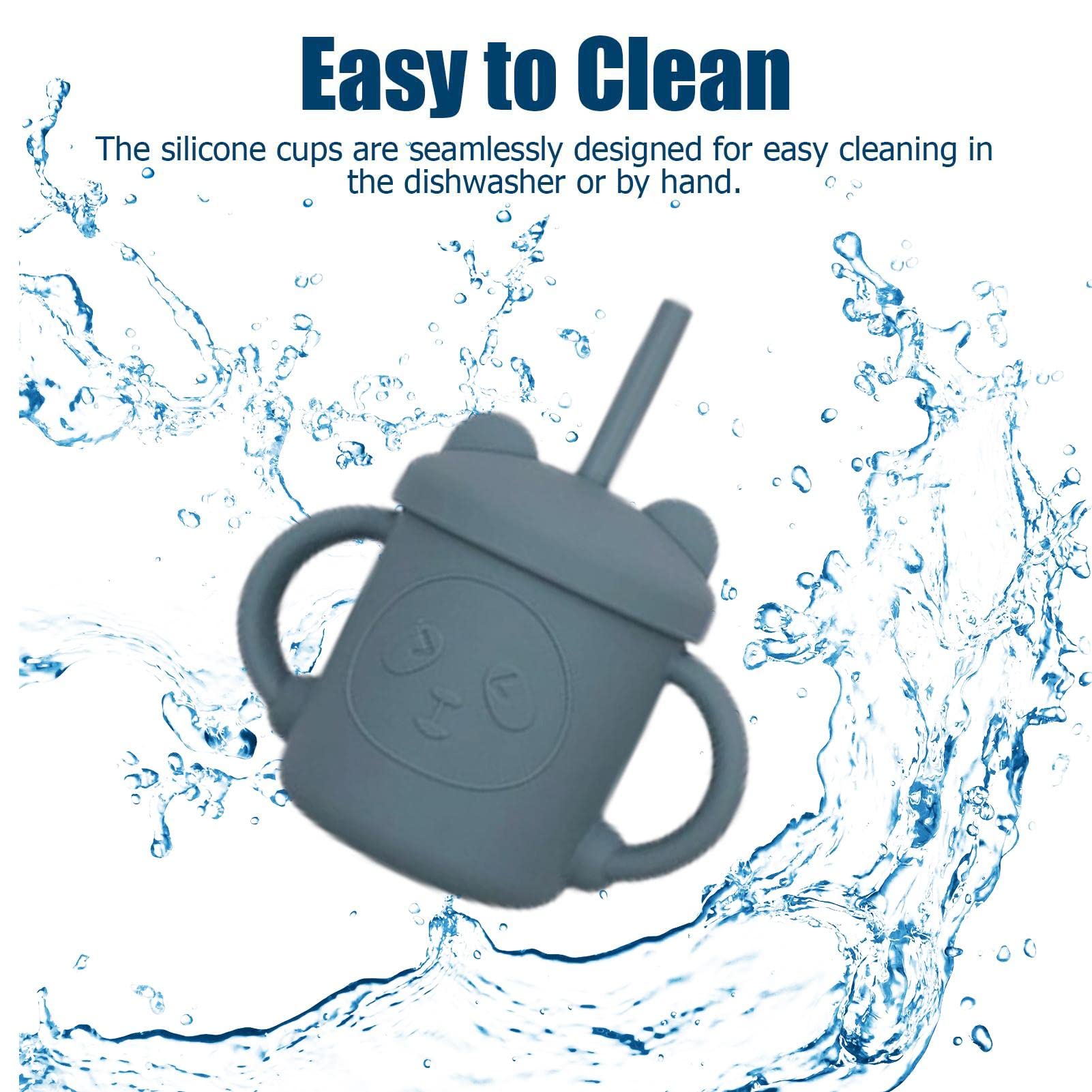 Tazza Bambini 150ml In Silicone - Con Cannuccia E 2 Manici, BPA Free, Per Svezzamento - Foto 8