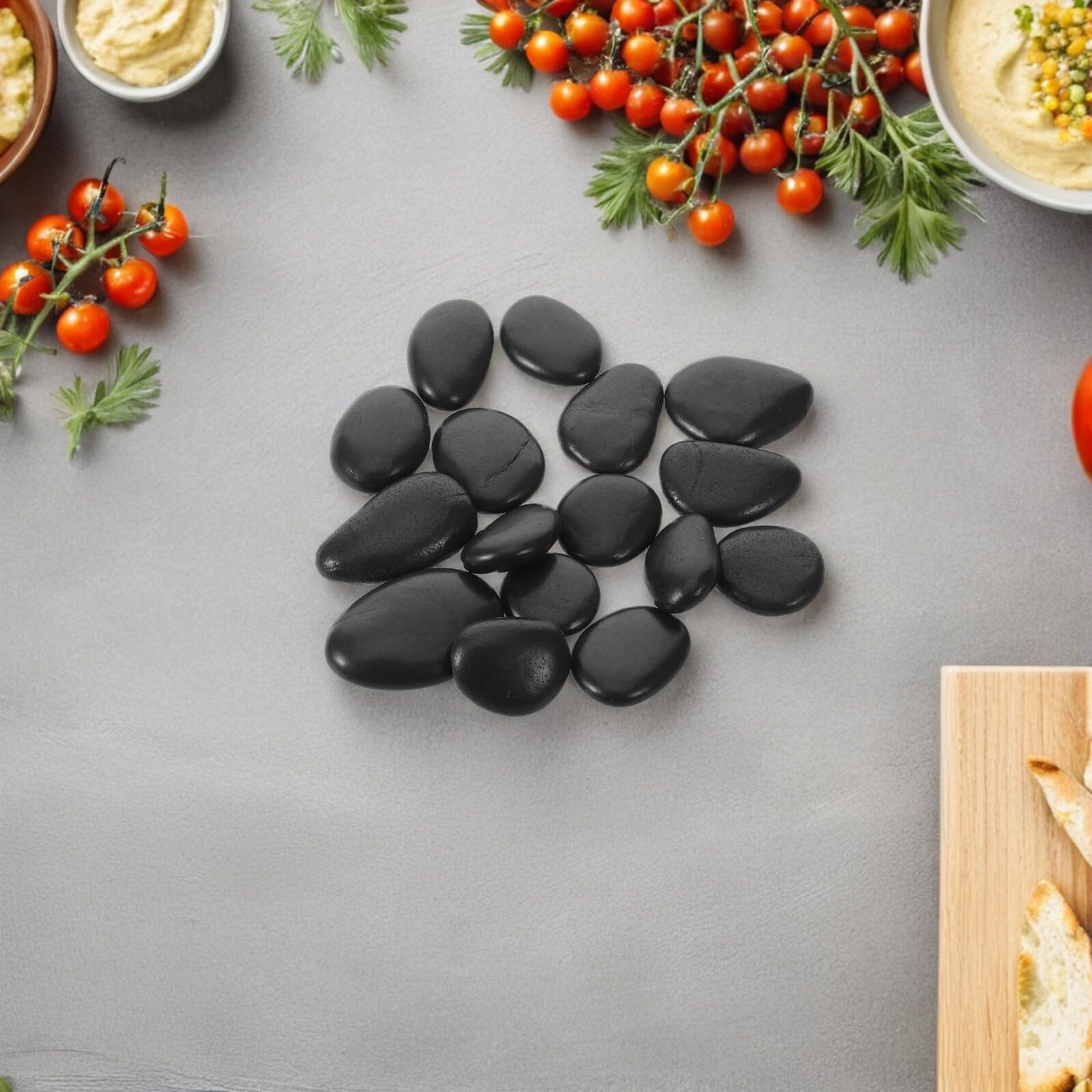 Anneome Pierres de Cuisson Naturelles 1 Kg en Galets de Rivière Résistants la Chaleur pour Barbecue, Cuisson Steak et Soupe, Pierres Chauffantes Réutilisables Cuisine et Extérieur