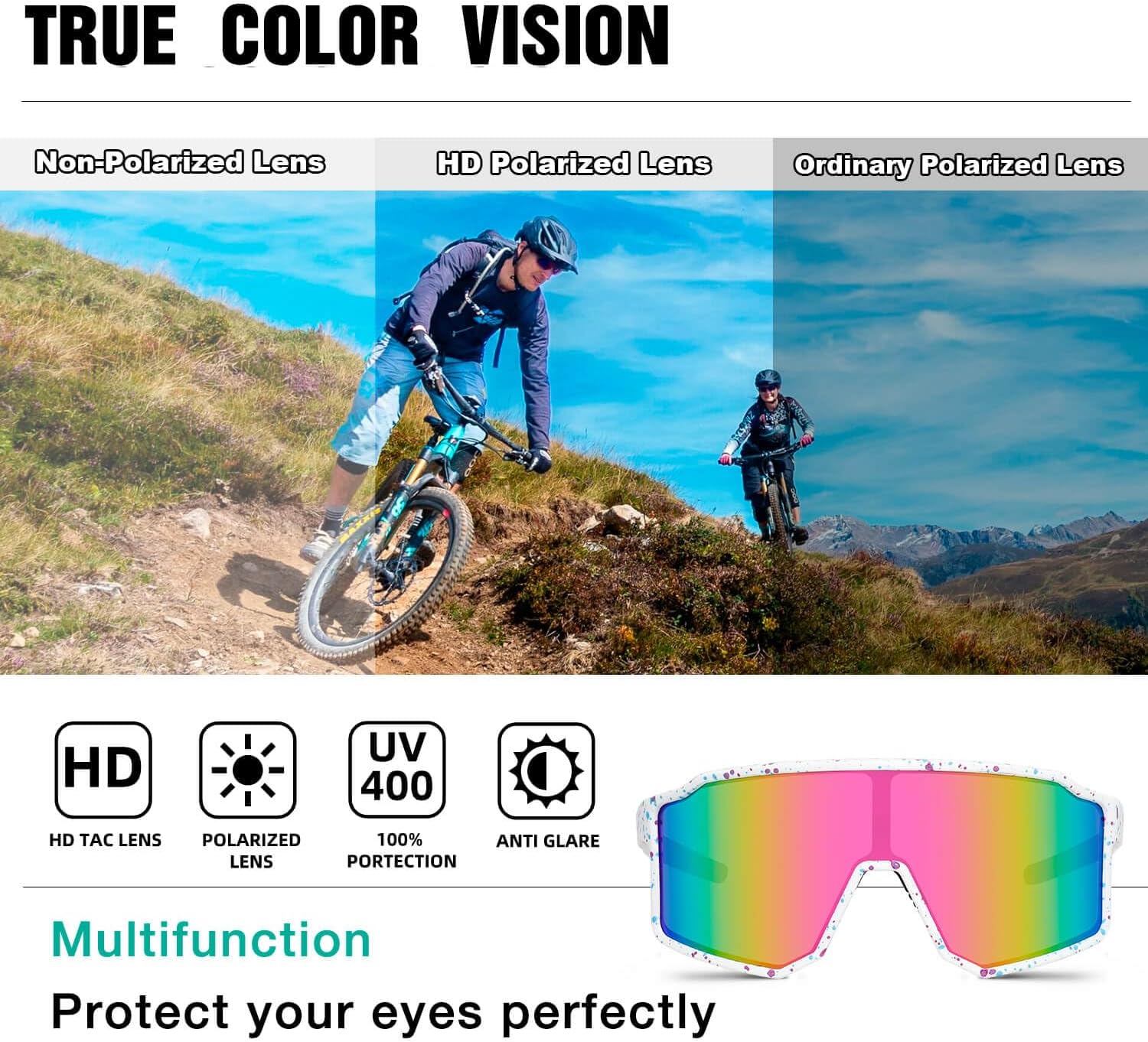 AVV Polarized Cycling Baseball Running Sunglasses UV400 - Sports Glasses for Outdoor Training, Youth & Adults, Secure Fit - Image 5