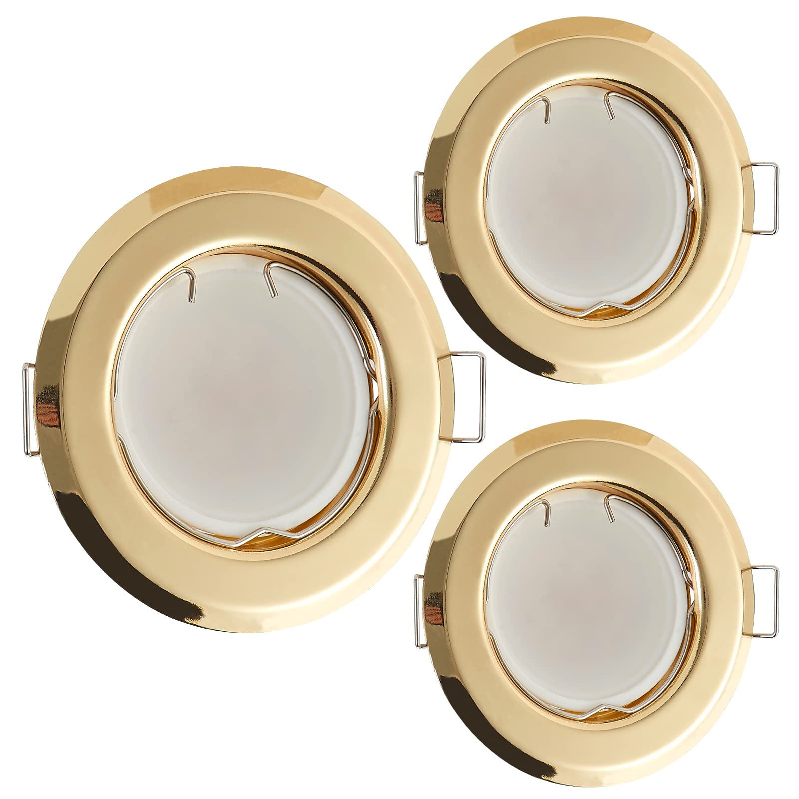 HCFEI Foco LED plano empotrable ultra plano dorado con módulo de foco LED 230 V I 3 W 320 lúmenes I ángulo de haz de 120° I regulable I 55 mm recortado I luz empotrable redonda (paquete de 3 – blanco
