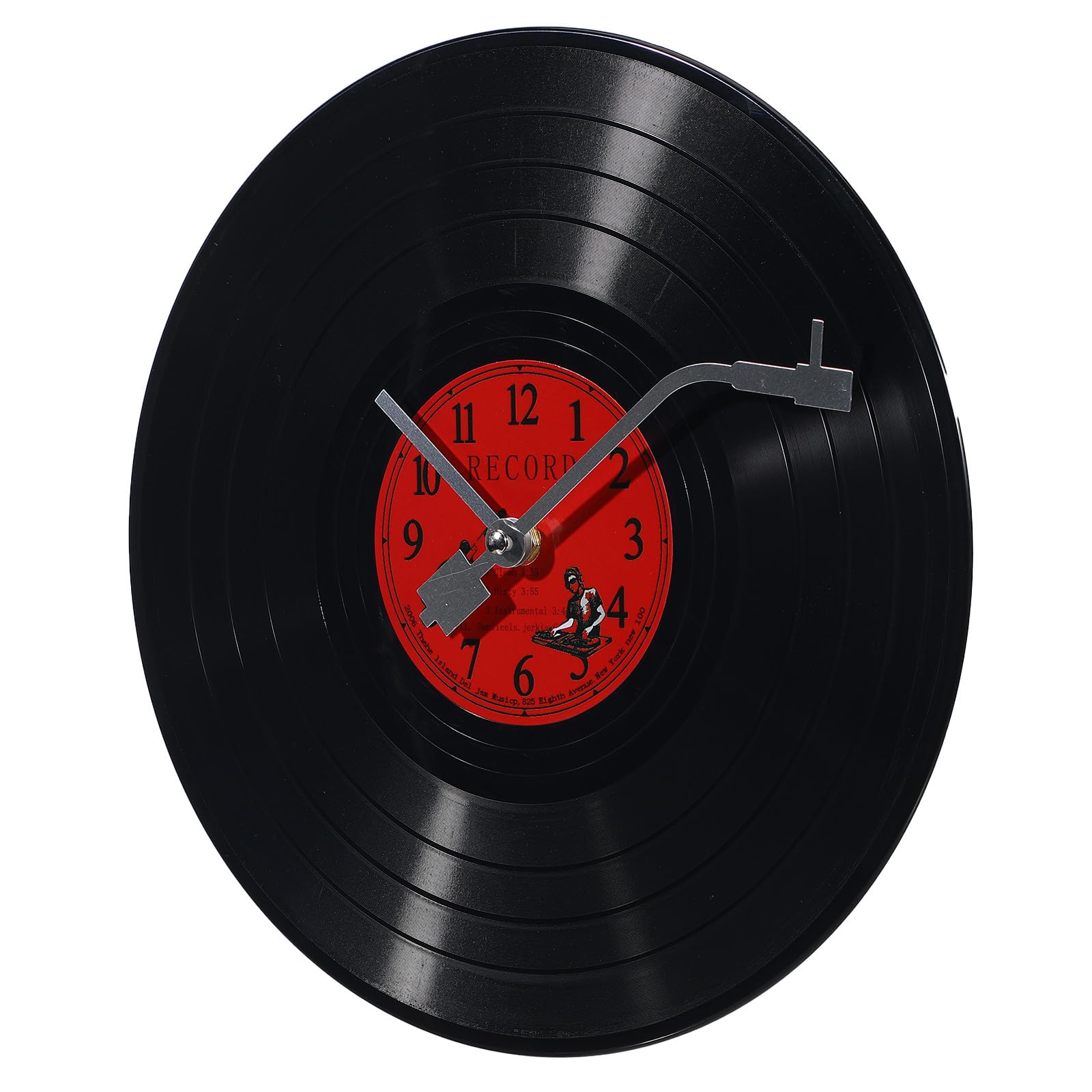 Horloge originale vinyle rouge 30 cm le cadeau déco rétro idéal pour un bureau