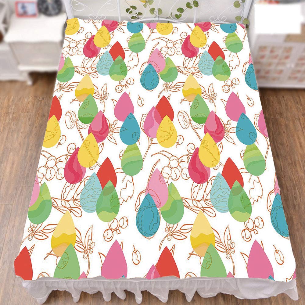 iPrint Bedding Duvet Cover Set 3D Print,Cherry Branches Leaves Curved Lines Autumn Background,Fashion Personality Customization adds Color to Your Bedroom. by 90.5"x96.5"