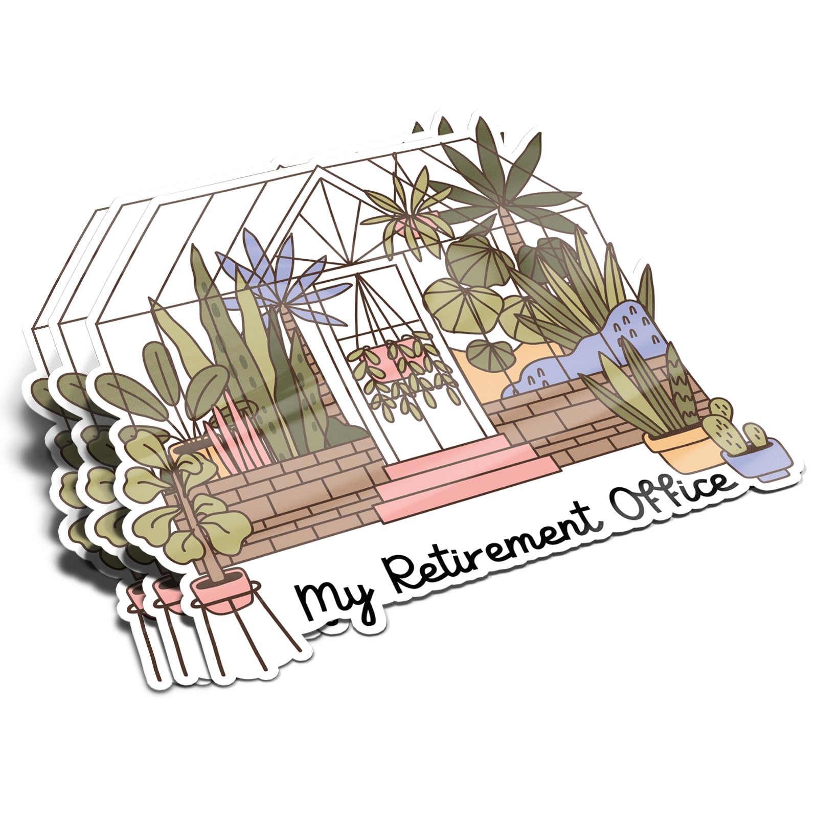(3Pcs) My Retirement Office Sticker Plant Lover Botanical Gardens Decal Waterproof Vinyl Stickers Adult for Laptop Kindle Car Tumbler Water Bottle Mug