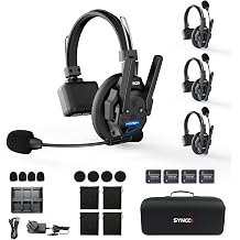 SYNCO XTALK XPRO 4 Users Wireless Intercom Headset System with 24H Battery | Wireless Communication Headsets for Events Wedding Coaching, 1640ft Range Production Headset, XTALK XPRO4 Intercom Headsets