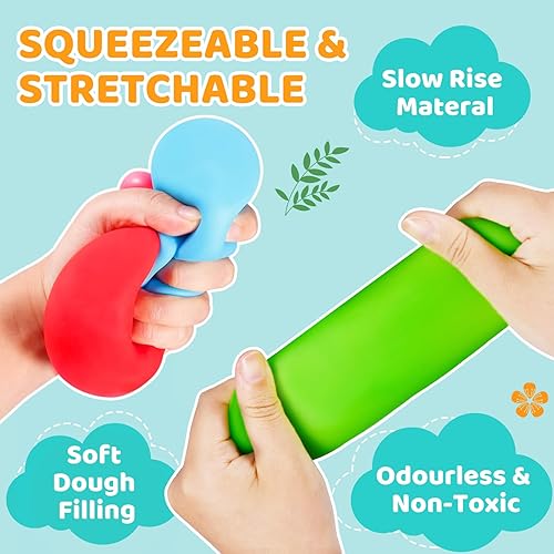 Miniatura 3 de Cubo de estrés de aumento lento paquete de 8 juguetes para ansiedad para niños y adultos, bolas blandas para aliviar la ansiedad, silencioso, suave,