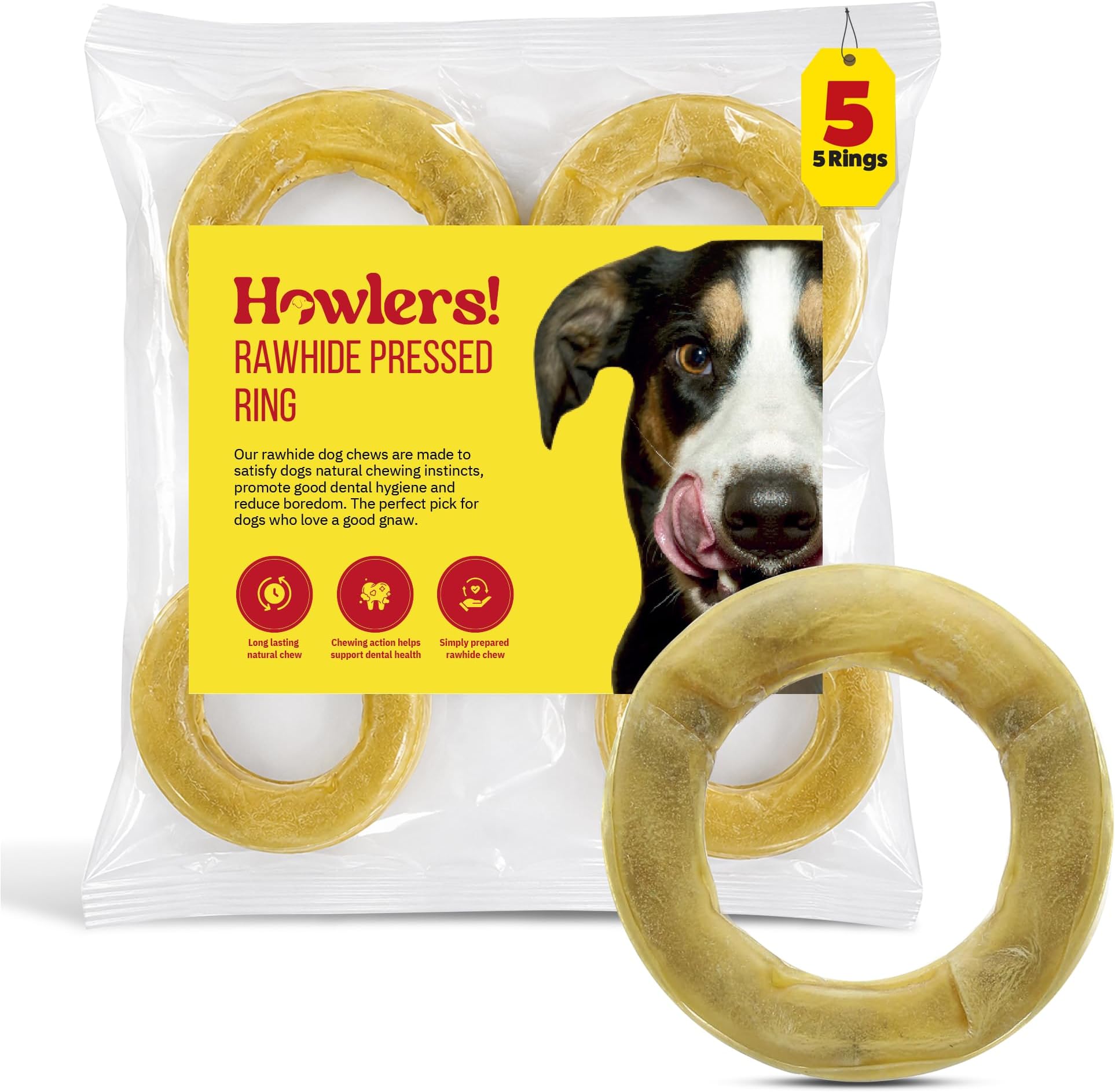 Natural Rawhide Pressed Rings, 15 cm, Pack of 5