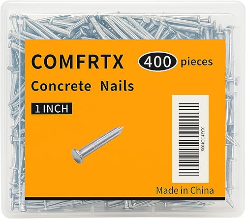 Clavos de hormigón de 1 pulgada para paredes de mampostería y cemento, 400 clavos de ladrillo de acero galvanizado para colgar imágenes con caja