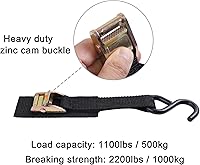 Vista 31 de Ayaport Correas de amarre con hebilla de leva de 6 pies y 2200 libras de resistencia a la rotura con ganchos en S para motocicleta, kayak