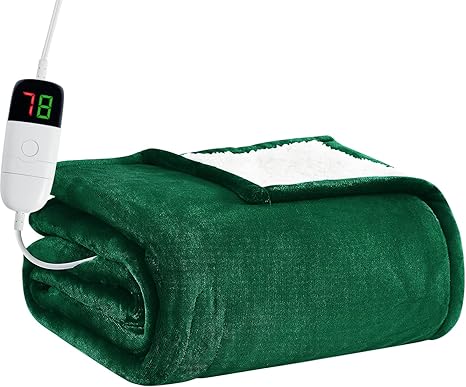 BOMOVA Heated Electric Blanket Twin - 62" x 84" Heating Blanket with 10 Heating Levels & 8 Hours Auto Off, Warm Flannel Blanket with Over-Heat Protection, for Women, ETL & FCC Certified