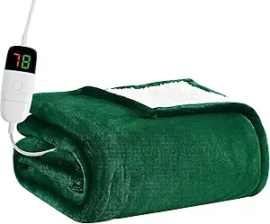 BOMOVA Heated Electric Blanket Twin - 62" x 84" Heating Blanket with 10 Heating Levels & 8 Hours Auto Off, Warm Flannel Blanket with Over-Heat Protection, for Women, ETL & FCC Certified