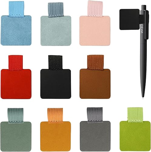 Paquete de 10 soportes autoadhesivos para bolígrafos, soporte elástico para cuadernos, diarios, 10 colores mixtos, soporte magnético para bolígrafos