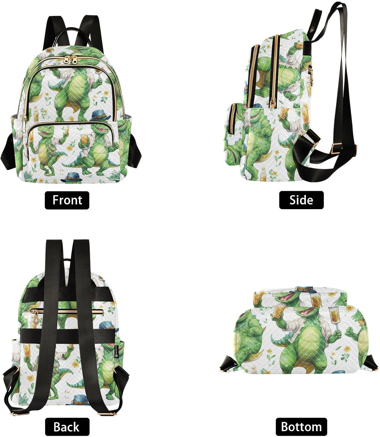 ALAZA Green Dinosaur Dino Small Backpack Purse for Women Travel Bag Fashion Daypack Back Pack Shoulder Bag - Image 2