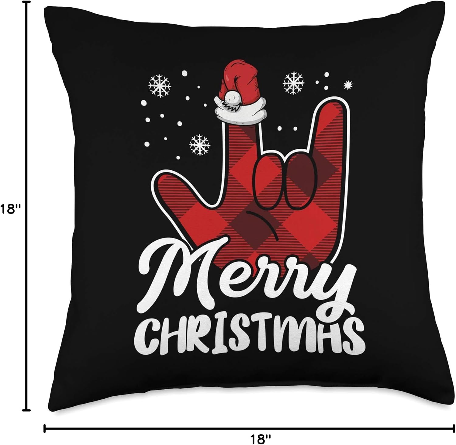 Merry Christmas Sign Language ASL Santa Hat Throw Pillow
