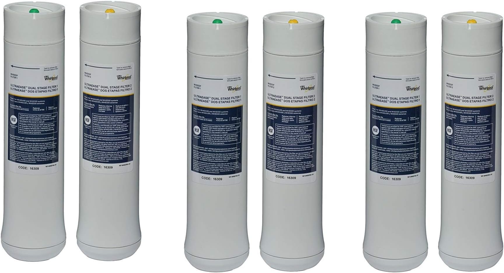 Whirlpool WHEEDF UltraEase Undersink Filter WHED20 | 3 Pack