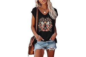 Anbech Boho Tank Tops, Women's Graphic V-Neck Shirts