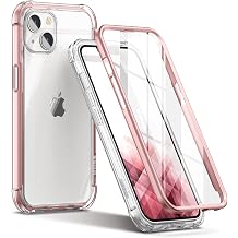 SURITCH Case Compatible with iPhone 13 6.1 Inch 360 Degree Transparent Shockproof Silicone Bumper [Ultra Hybrid] Full Body Protection Case Cover Transparent/Rose Gold