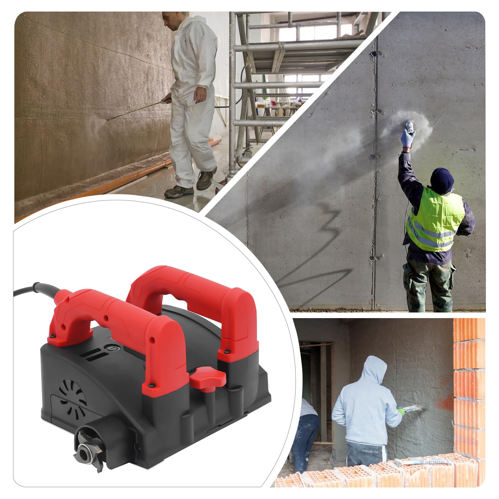 Fresa de saneamiento de 1200 W, lijadora, fresadora de muros, para la renovación de paredes, techos, suelos y fachadas, 24,5 x 22 x 16,5 cm