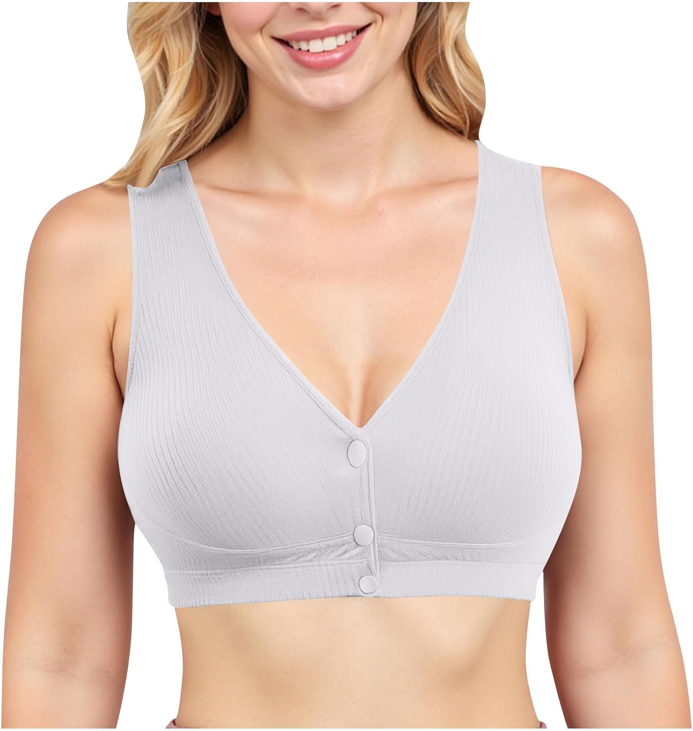 Womens Front Closure Plus Size Bra Cotton Wirefree Unpadded Full Coverage Bras Comfy Everyday Solid Sleep Bralette