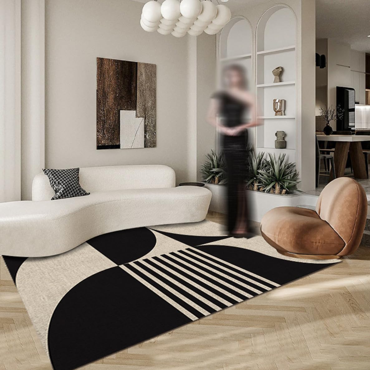 Amazon｜[NHYGDY] ラグ 幾何学 模様 緑 カラー3 黒 白 グレー 北欧