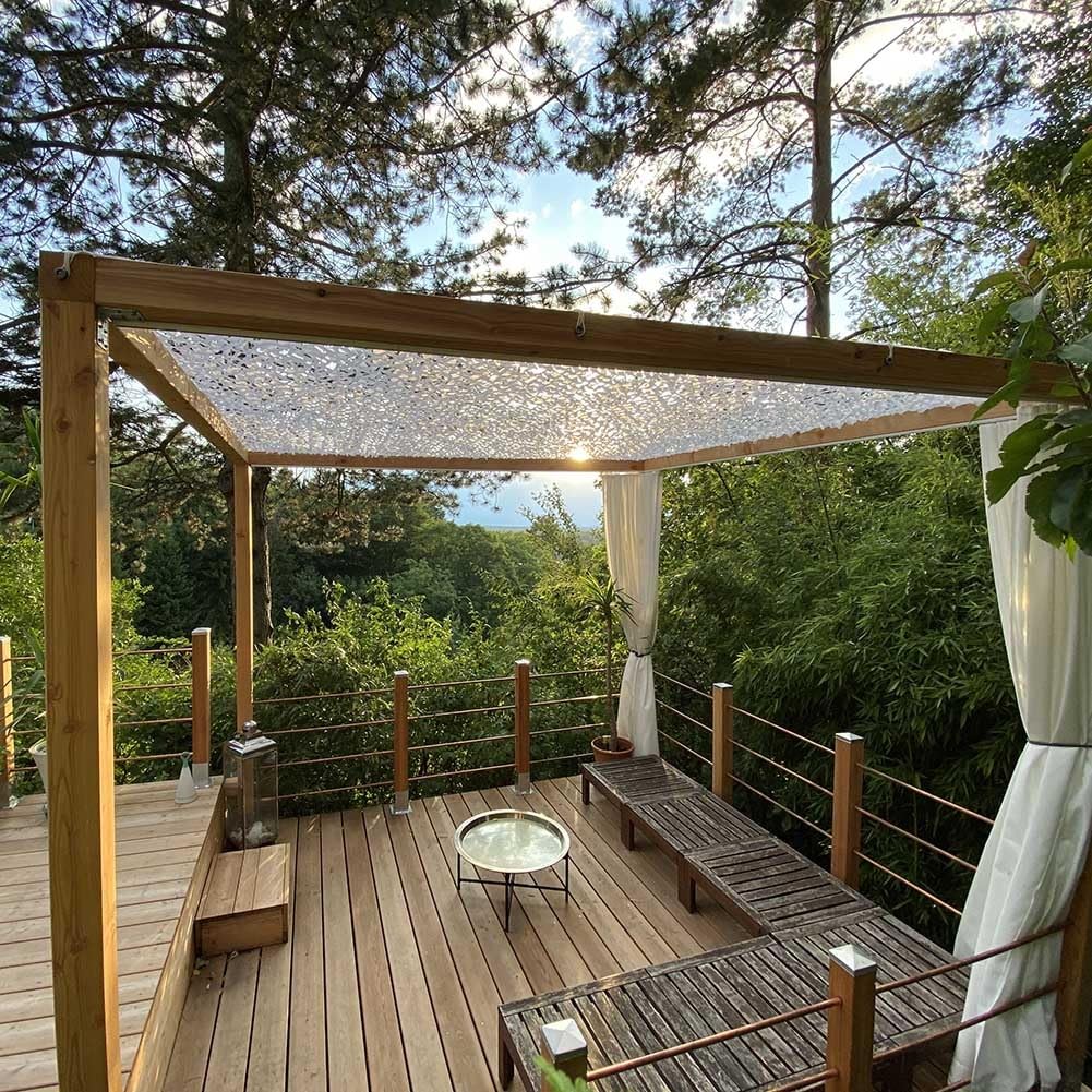 Generico Rete Mimetica per Giardino Retes Mimetica Doppia Rete Bianca Tende A Rete Mimetica Privacy Protezione Solare Rete per Balcone Esterno Auto Coperture