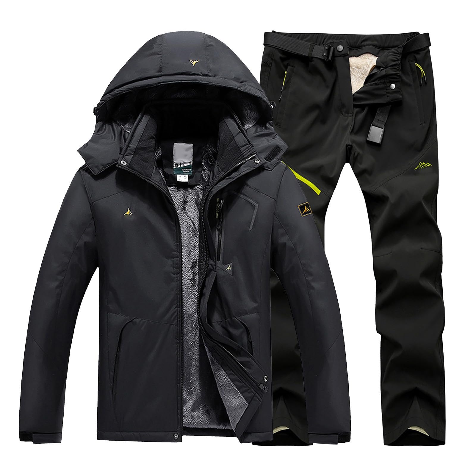 Combinaison Imperméable À Capuche - Coupe-Vent Combinaisons De Ski - Chaud D'hiver Vestes De Ski Et Pantalons Longs - Imperméables Combinaison De Neige - Veste Et Pantalon De Neige