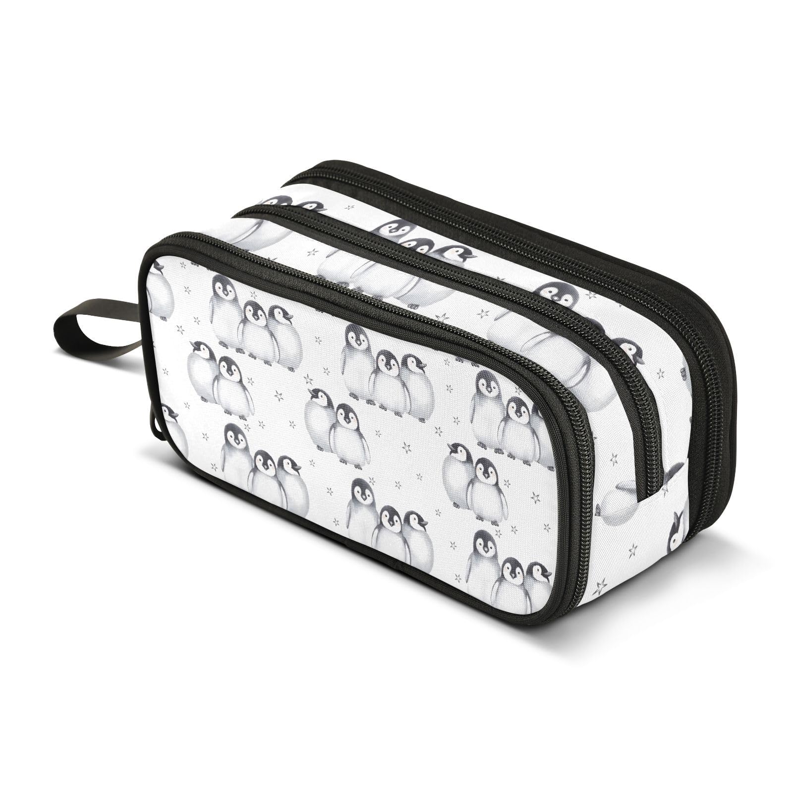 Mnsruu Penguins Star Pencil Case Large Capacity Pen Bag Girls Boys Pencil Pouch Stationery Organizer Holder Zipper Pen Case for School Office
