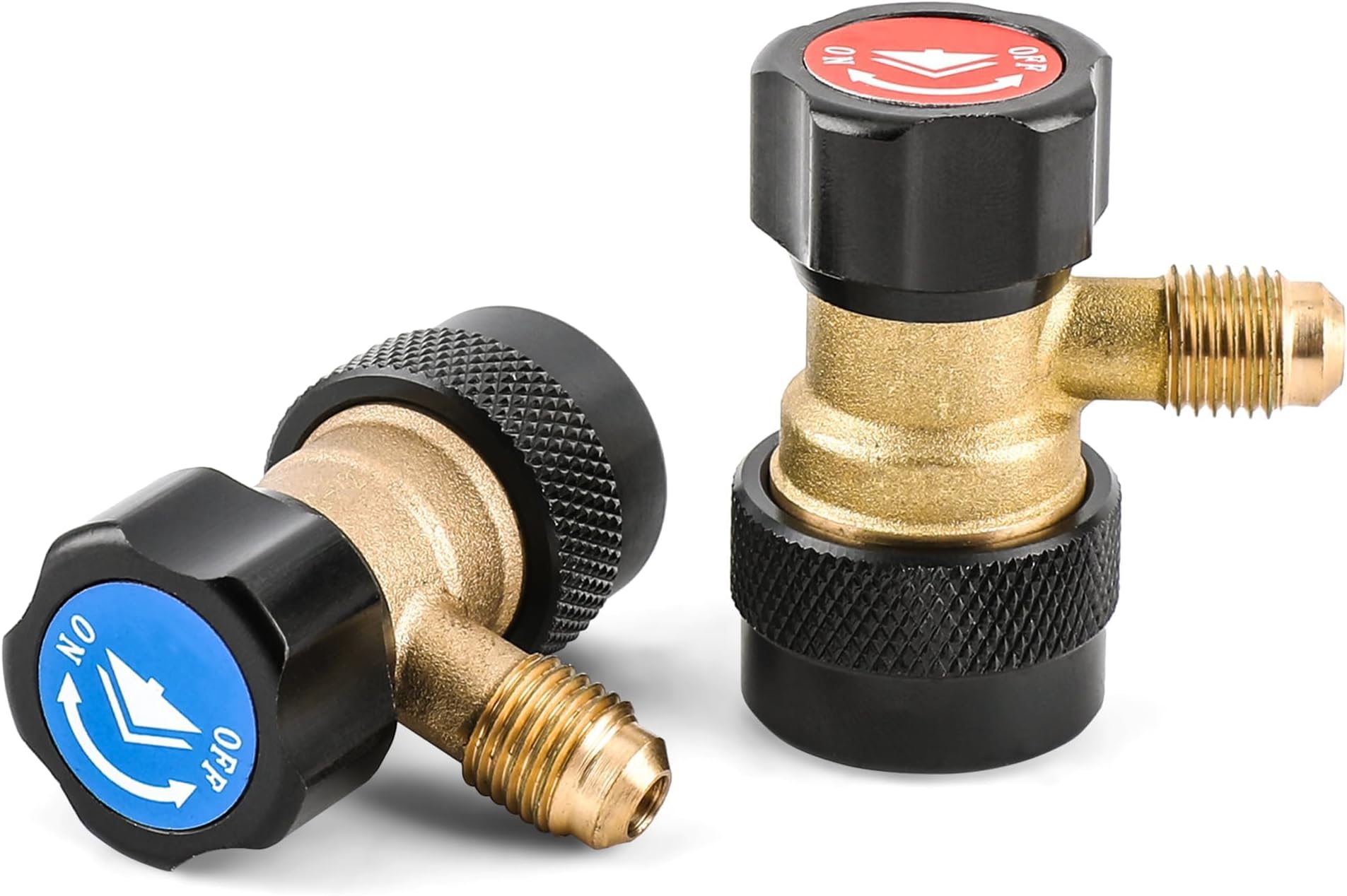 R134a Quick Coupler Adapter Set, 2 Pack 1/4" Adjustable A/C Hose Fittings, High/Low Side Connectors for Car A/C Evacuation and Recharge