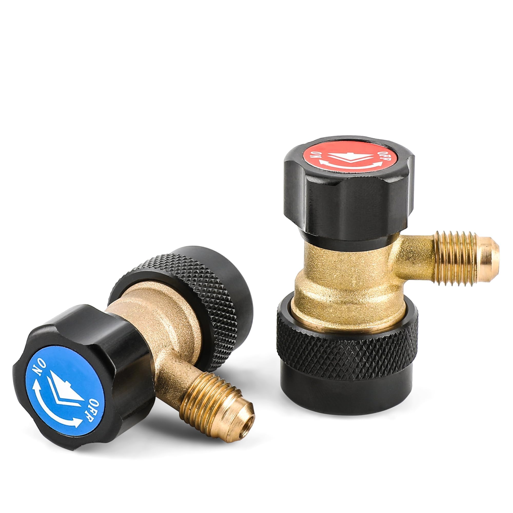 R134a Quick Coupler Adapter Set, 2 Pack 1/4" Adjustable A/C Hose Fittings, High/Low Side Connectors for Car A/C Evacuation and Recharge