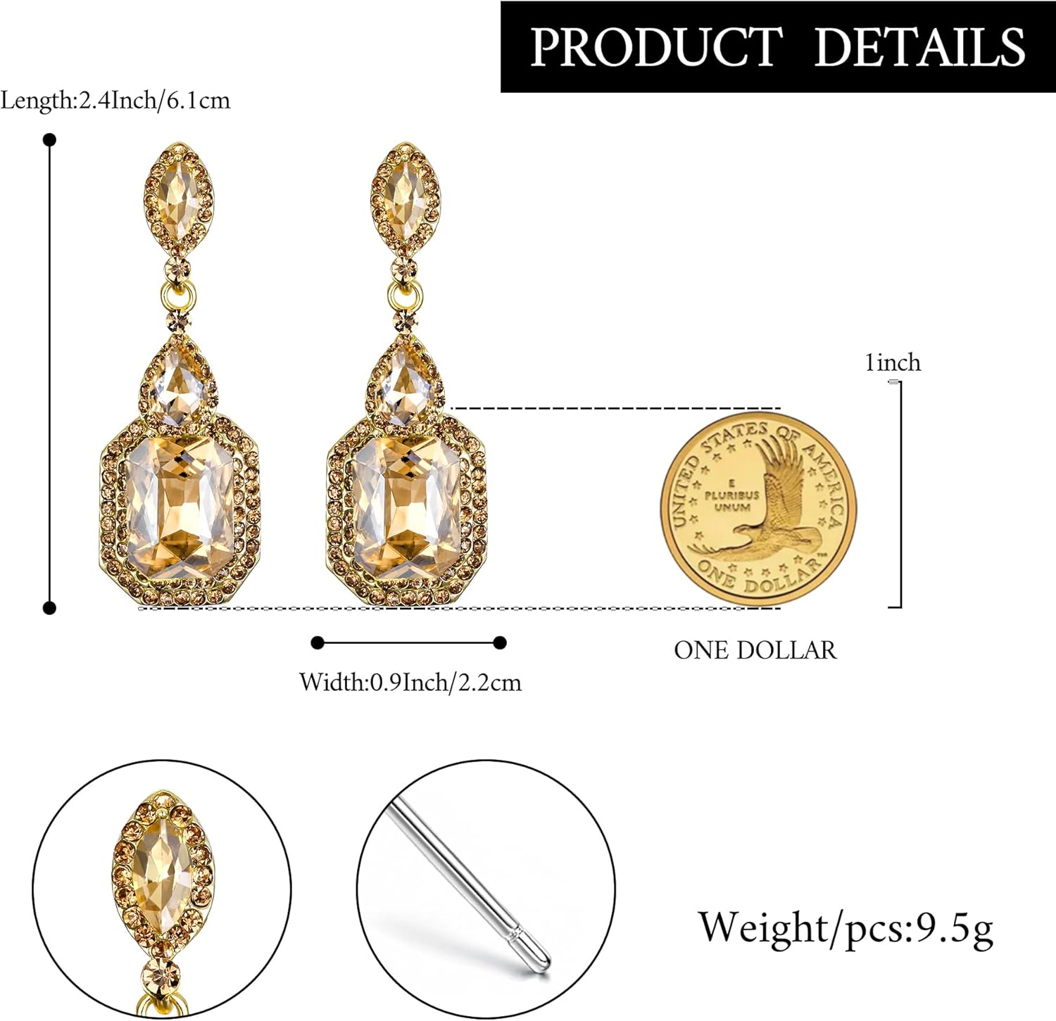 BriLove Women's Wedding Bridal Crystal Emerald Cut Infinity Figure 8 Chandelier Dangle Earrings - Image 5