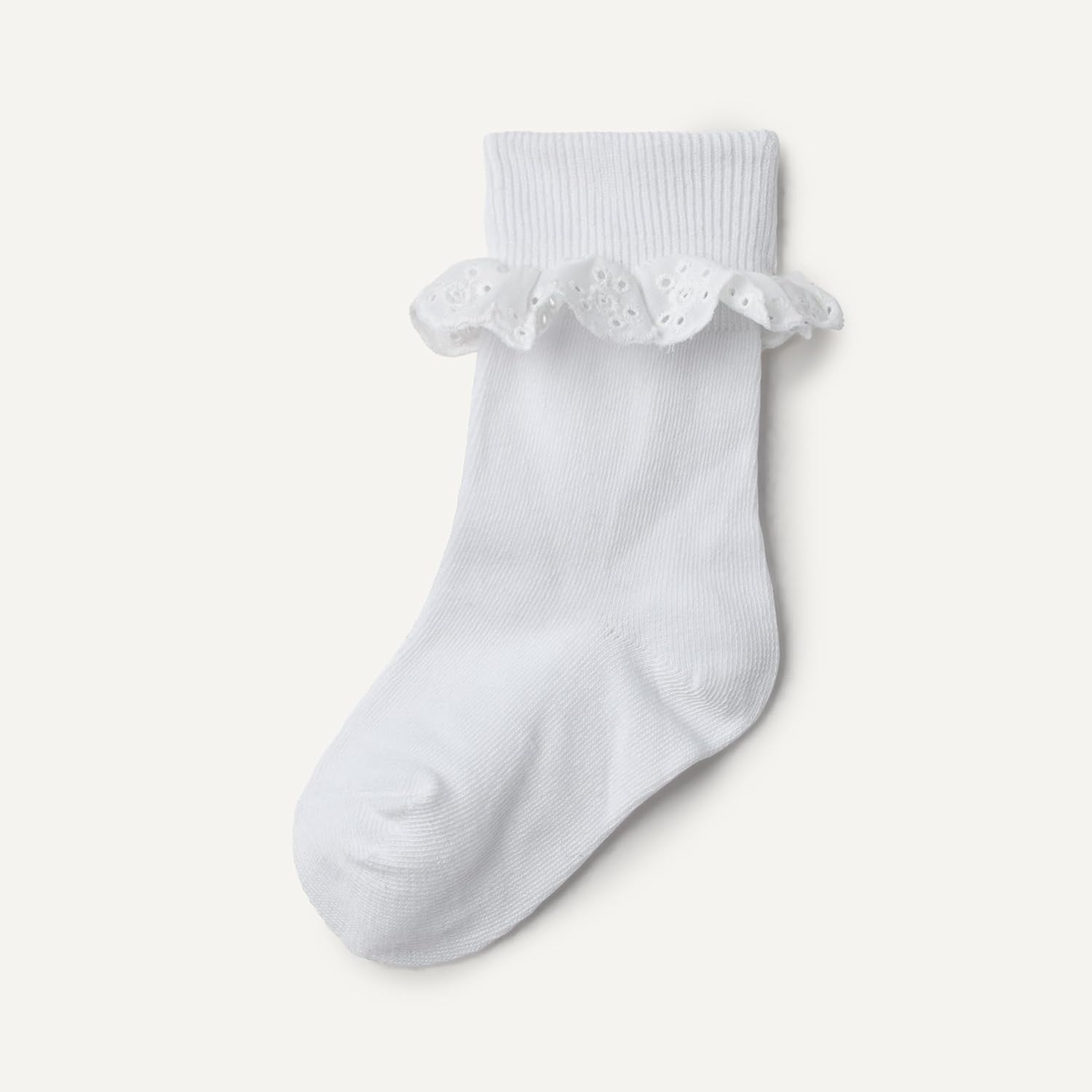 Amazon Essentials Girls' Ankle Socks with Eyelet Lace Ruffle, Fold-Over Cuff, 3 Pairs - Image 5