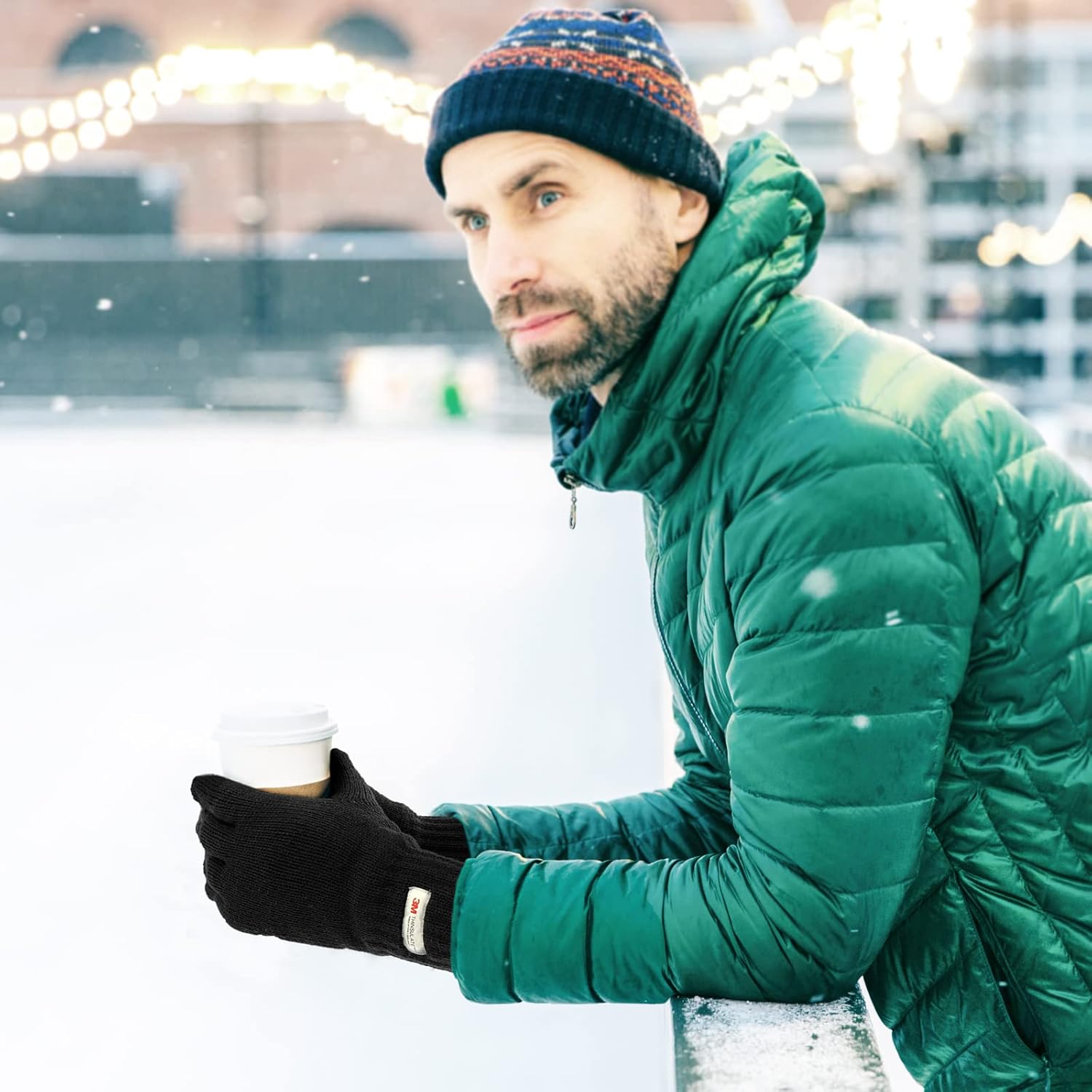 Miniatura 9 de Evridwear - Guantes cálidos de invierno para hombre, guantes térmicos antideslizantes para pantalla táctil con forro aislante Thinsulate 3M