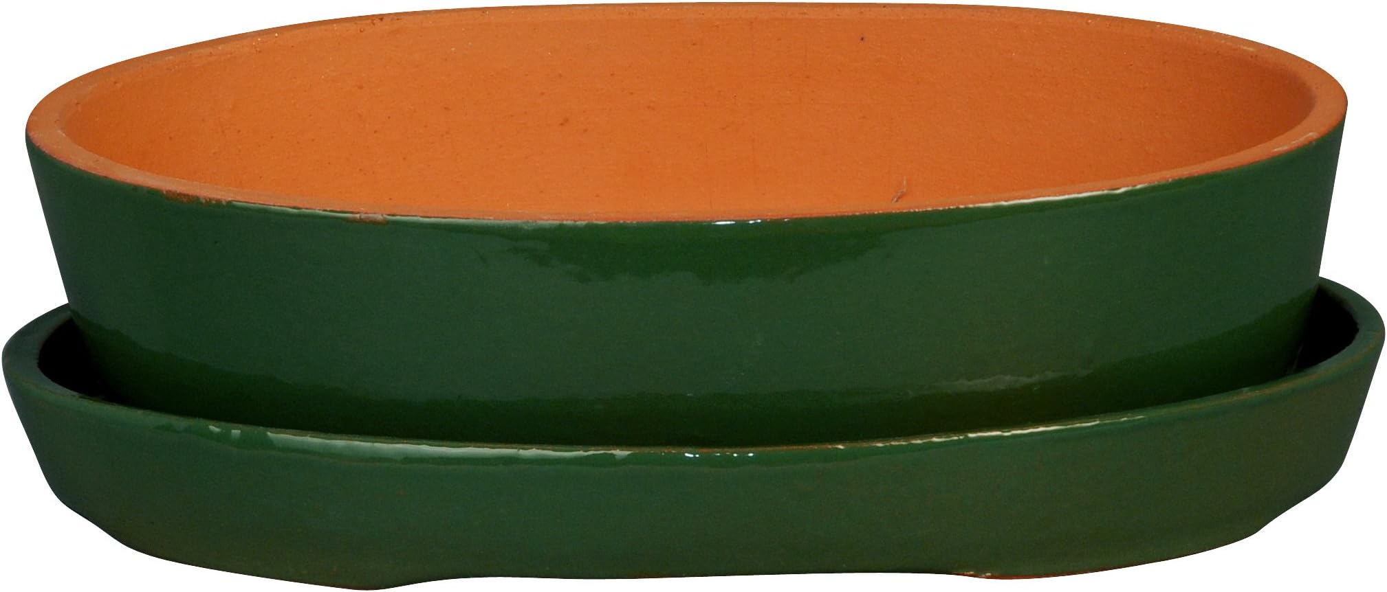Herstera Garden Bonsai Osaka – Plant Pot with Dish 25 x 17 x 7 cm, Pale Green