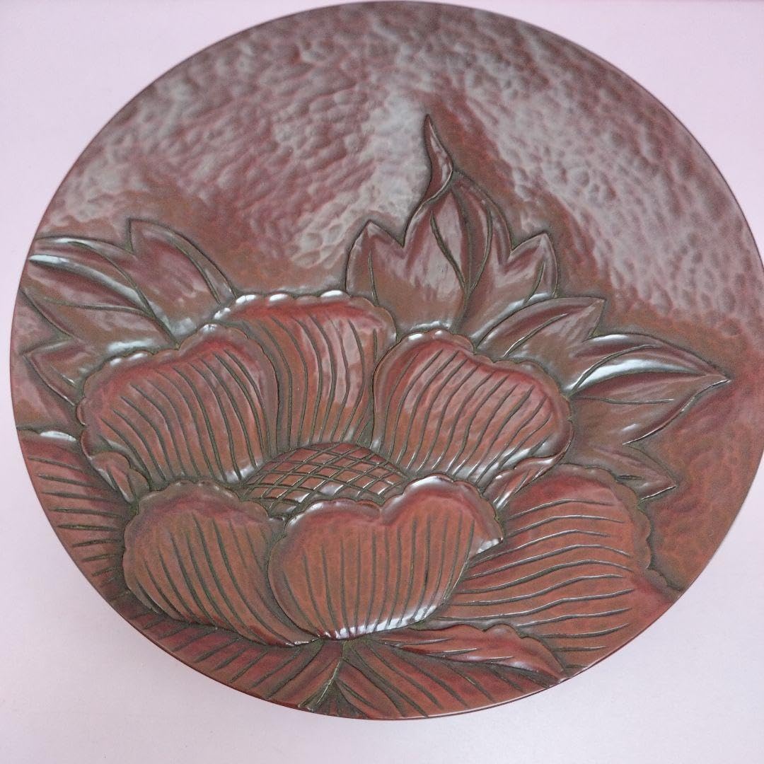 鎌倉彫のトレー花模様 菓子皿 飾り物 インテリア オブジェ飾り 鎌倉彫り 花