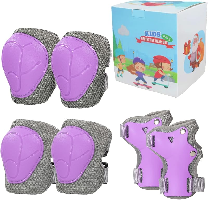 LANOVAGEAR Protecciones Set para Niños 2-8 Años Ajustables Rodilleras, Coderas y Muñequeras para Bicicletas, Patinetas, Scooters, Patinaje, Escalada en Roca