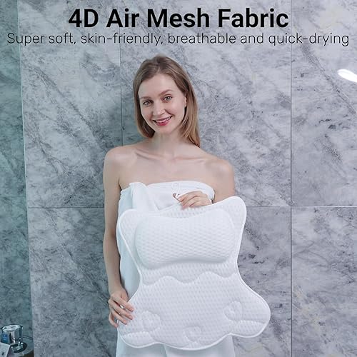 Miniatura 3 de Almohadas de baño para soporte de cuello y espalda, almohada de baño de 19.7 x 18.5 pulgadas, almohada de baño de lujo con tela de malla 4D suave y