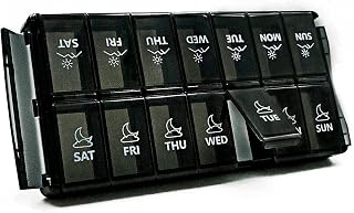GIIYAA Pill Case Quick-Fill Weekly Pill Organizer 2 Times a Day, Extra Large 7 Day Pill Case, AM PM Pill Box for Pills/Vitamin/Fish Oil/Supplements (Black)