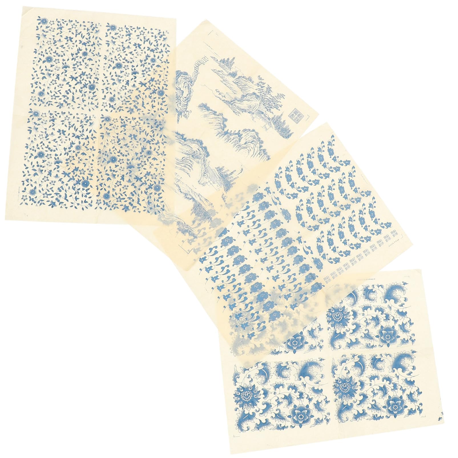 TEHAUX 20feuilles Papier De Transfert Décalcomanies sous-glaçure pour Artisanat Design Chinois Haute Température