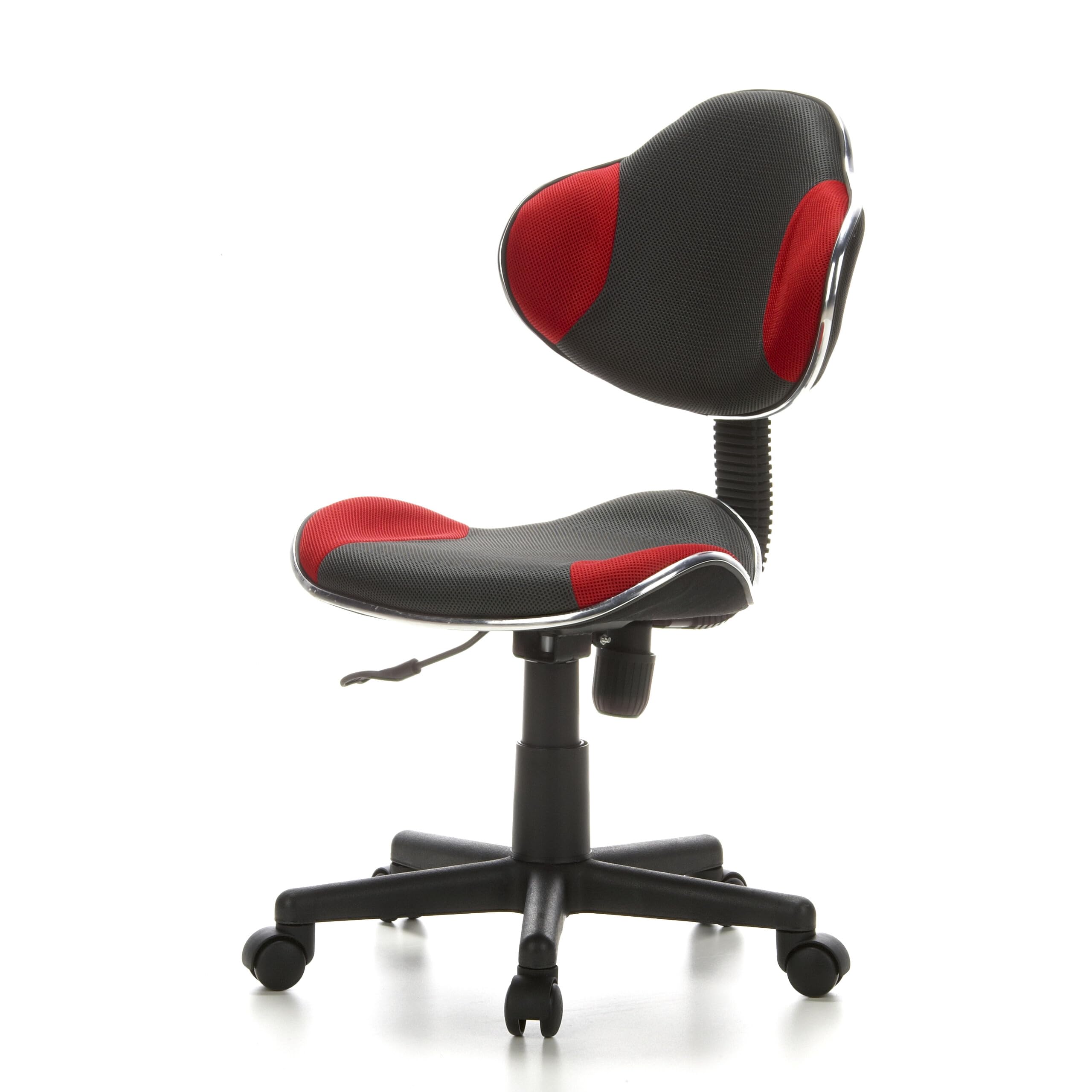 hjh OFFICE 633002 Silla Escritorio para niños KIDDY GTI-2 Tejido Gris/Rojo, ergonómico Silla Juvenil, Altura Ajustable