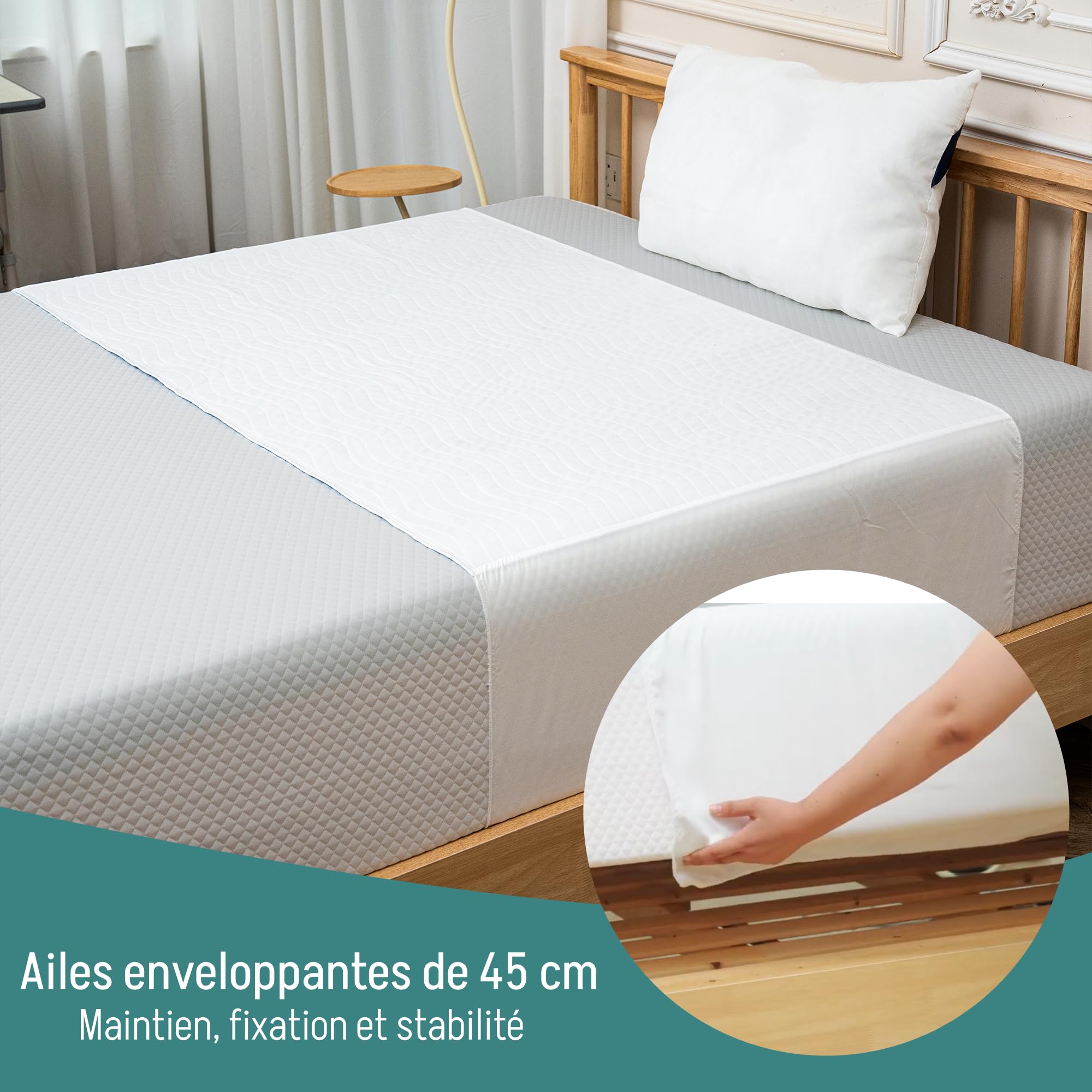 Alèse Extra Protection (alèse Jetable). Protège-Matelas/alèse imperméable: Super Absorbante: 3,15 litres/m². Protège Lit avec Ailes - Alèse Lavable: Incontinence. 90 x 85 cm - (Lot de 2)