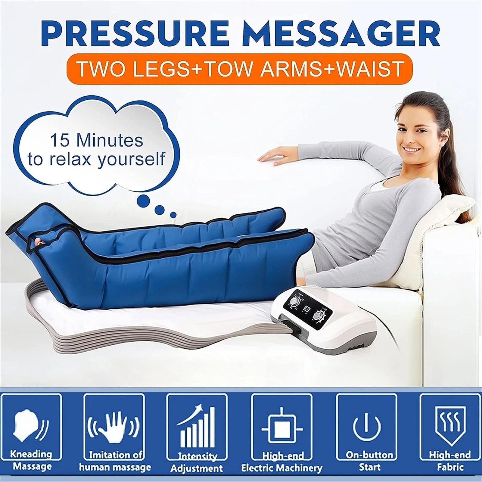 Máquina de masaje de piernas por compresión de aire de 6 cavidades, botas de presoterapia para linfedema, circulación, relajación y alivio del dolor, instrumento profesional para relajación de cu
