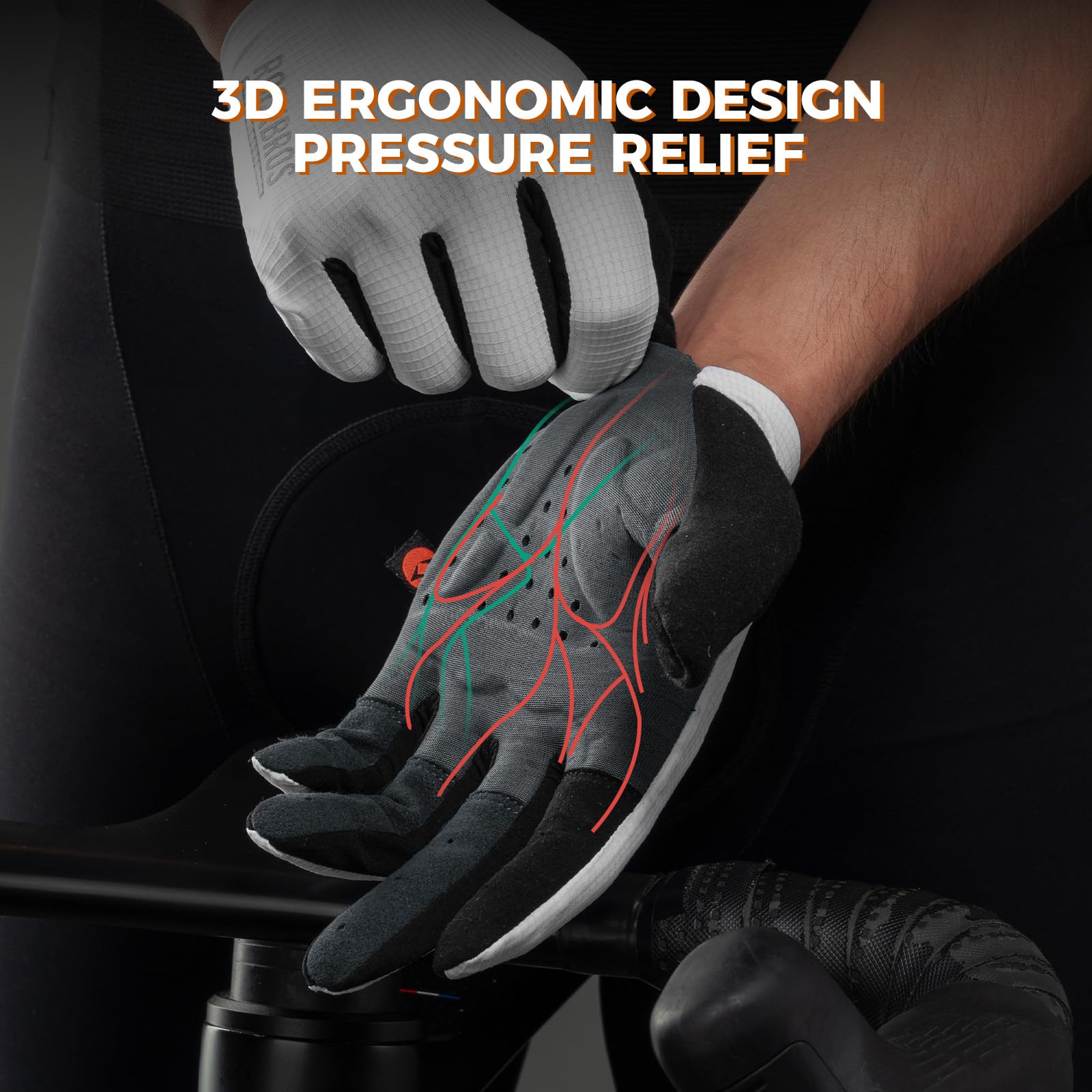 ROCKBROS Road to Sky Guantes de Ciclismo MTB para Hombre, Guantes Dedos Largos con Protección Solar para Ciclismo Carretera en Verano