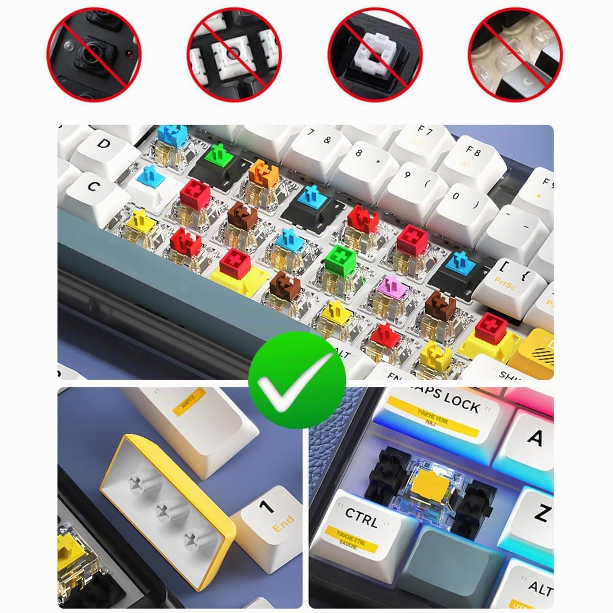 113 Touches compatibles avec Les Commutateurs MX Doubleshot Support Éclairage LED ABS Touches Profil OEM pour Clavier mécanique de Jeu DIY
