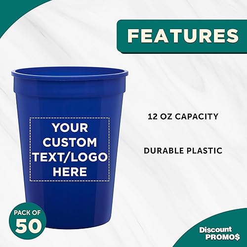 Miniatura 17 de Vasos de plástico desechables personalizados de 12 onzas. Juego de 10, paquete personalizado a granel, perfecto para verano, eventos deportivos