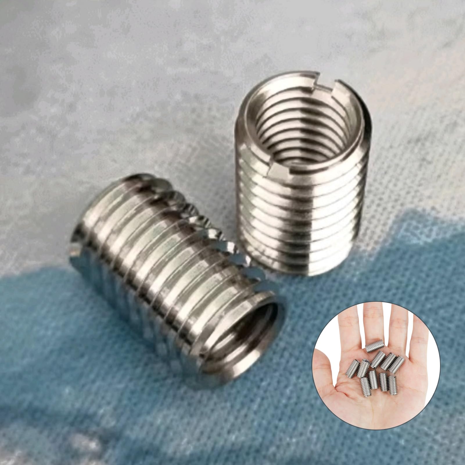 Inserti filettati M8 a M6 x 15 mm, confezione da 10 inserti filettati in acciaio inox autotaranti per riparazione filetti meccanici, auto, macchinari industriali e applicazioni professionali