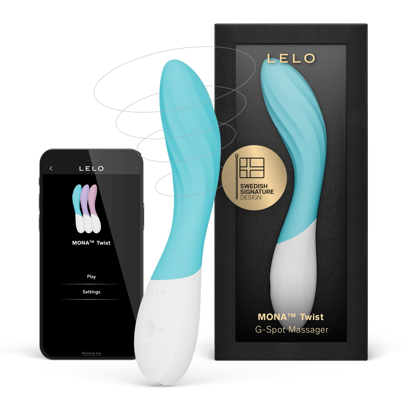 LELO Mona Twist - App-Controlled G-Spot Vibrator, 8 Settings, Aqua