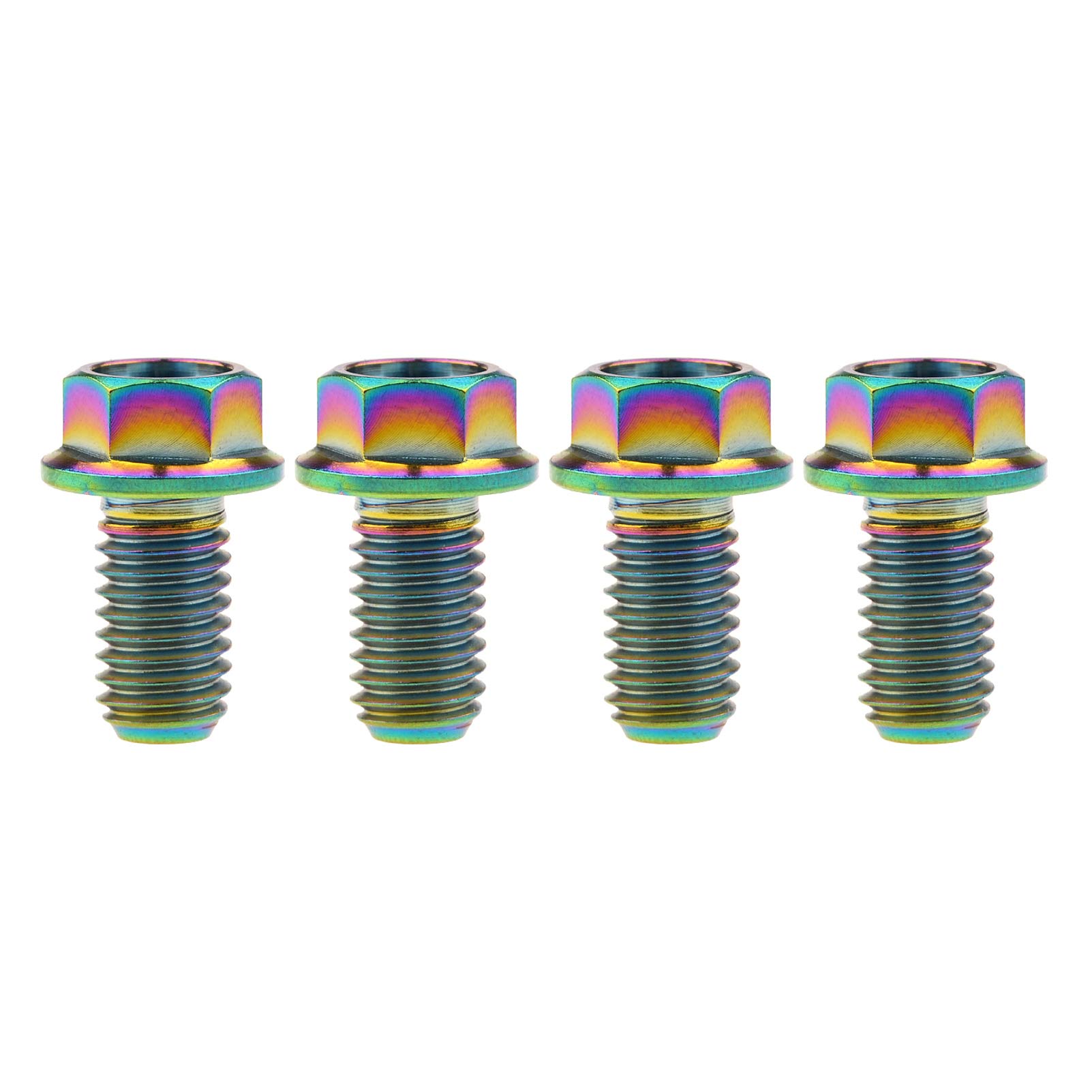 Wanyifa Titanium Hex Small Flange Head Bolt M8 15 20 25 30 35 40 45 50 55 60 65mm x1.25mm Pack of 4 (M8x15mm, Rainbow)