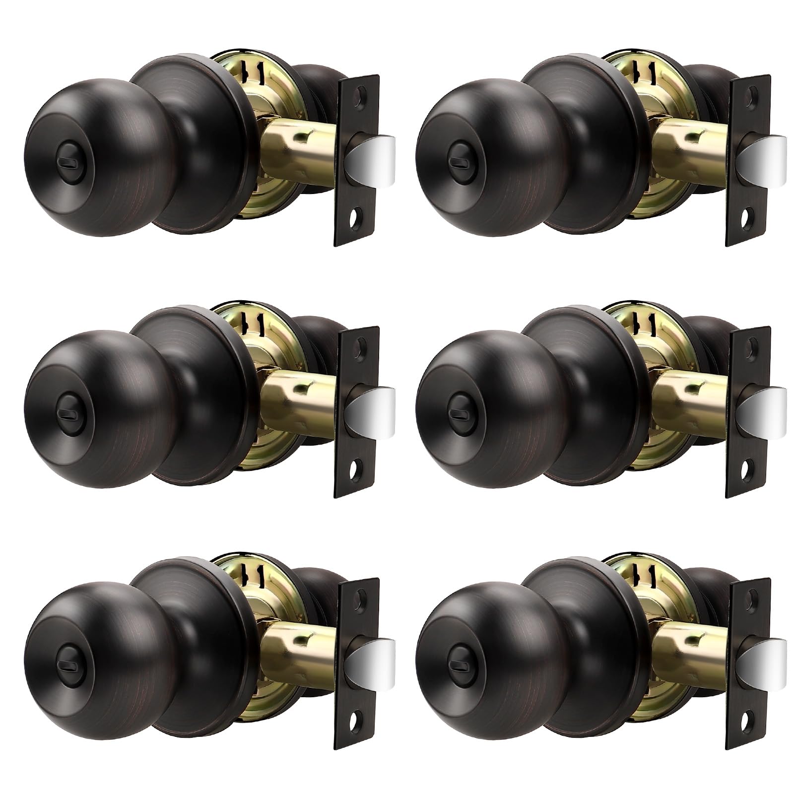 Black Interior Door Knobs - 10 Pack, Keyless Privacy -18